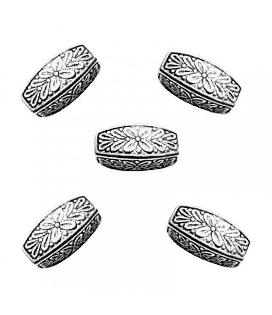 Metalized Beads 13x7mm Filigree Rectangular Metalized Bead Spacers