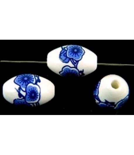 17x11mm Blue Flowered Oval...