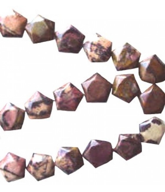Gemstones+Chips 12mm Autumn Jasper Pentagons - GS35 - 16 Inch Strand