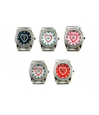 Round Ribbon Watch Faces with Rhinestones and Heart CD2