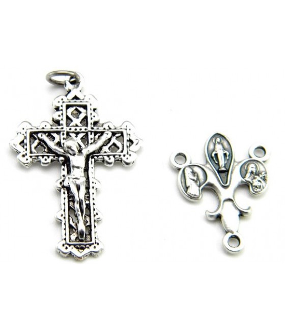 CXCB1 Crucifix with Fleur de Lis Rosary center
